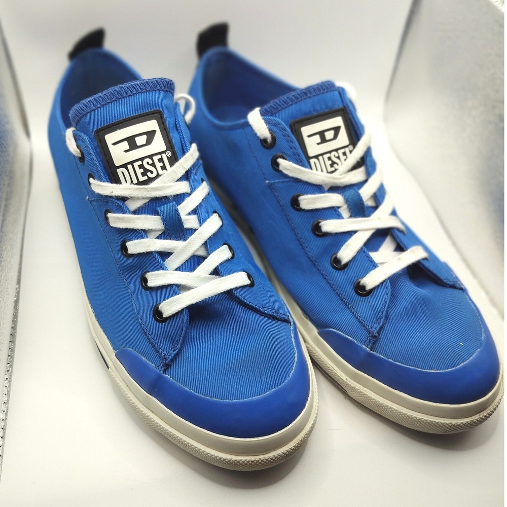 Diesel S-Astico Canvas Low Top Sneaker‎ Mens 9.5 Blue Lace Up Casual Trainer